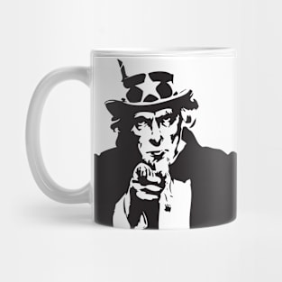 Black and White Uncle Sam Abstract Art Mug